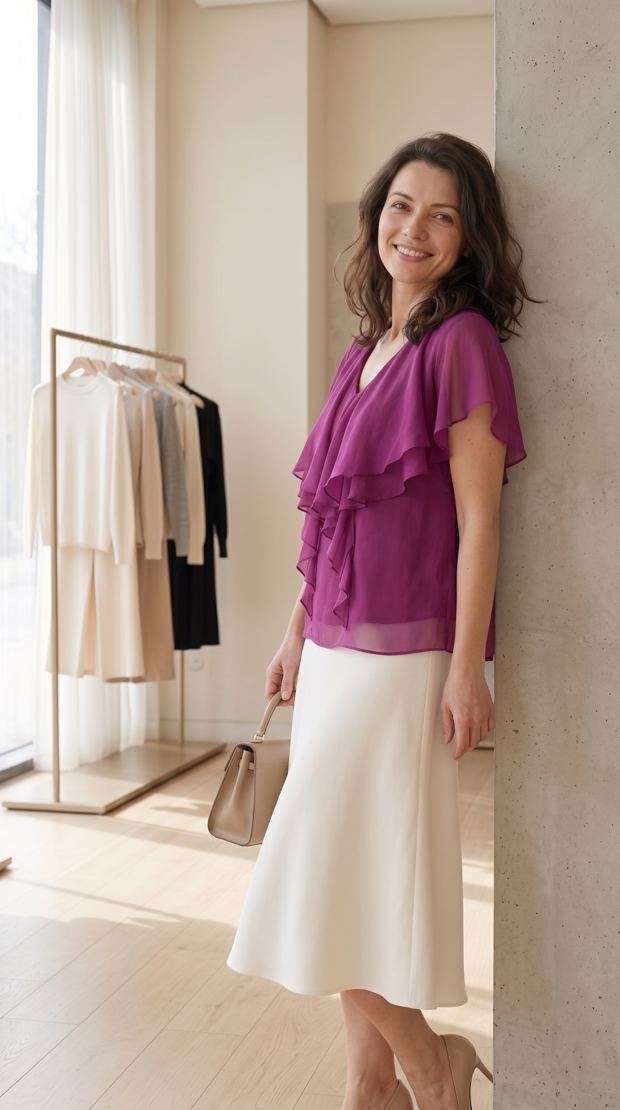 Bluzka szyfonowa Selina - Fuksja 3
